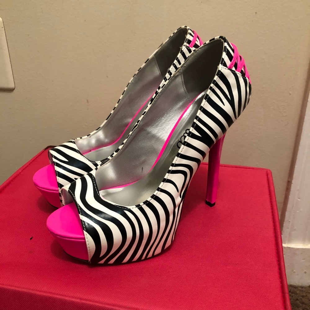 Zebra print with hot pink accent heels